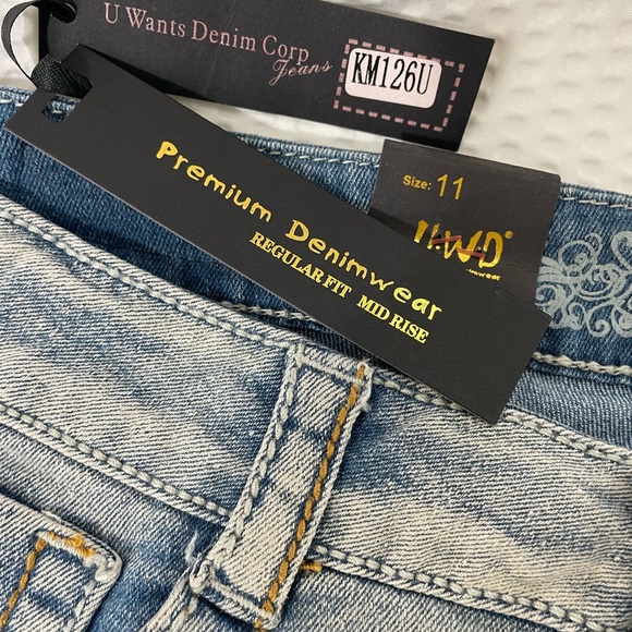 UWD stretch denim shorts size 11 mid rise regular fit NEW - Picture 3 of 8